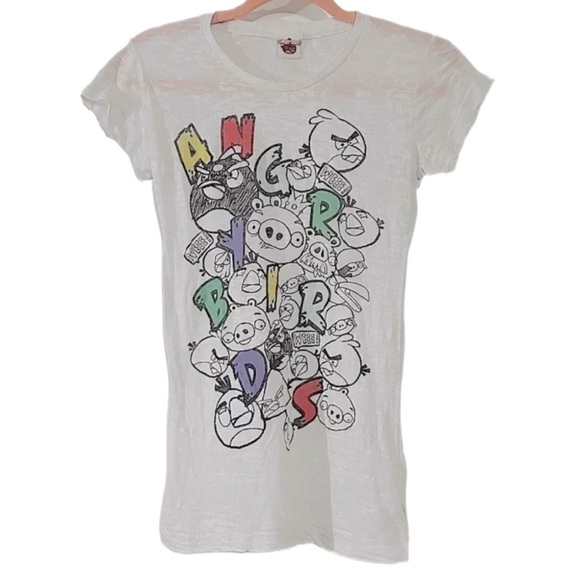 Medium ANGRY BIRDS See Through White Sheer Top - Picture 1 of 7